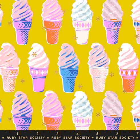 Best Day Ever Ice Cream Cones in Metallic Golden RS0105 13M - Ruby Star Society Sold by the Half Yard